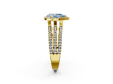 Yellow gold Fancy Blue Pear  Cut Halo Diamond Engagement Ring with Split Shank and Four-Prong Setting_39