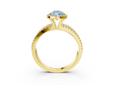 Yellow gold Fancy Blue Pear  Cut Halo Diamond Engagement Ring with Split Shank and Four-Prong Setting_40