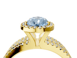 Yellow gold Fancy Blue Pear  Cut Halo Diamond Engagement Ring with Split Shank and Four-Prong Setting_41