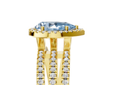 Yellow gold Fancy Blue Pear  Cut Halo Diamond Engagement Ring with Split Shank and Four-Prong Setting_42