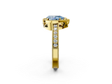 Yellow gold Fancy Blue Pear  Cut Halo Diamond Pave Band Ring with Four-Prong Setting_46