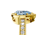 Yellow gold Fancy Blue Pear  Cut Halo Diamond Pave Band Ring with Four-Prong Setting_49
