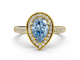 Yellow gold Fancy Blue Pear  Cut Halo Diamond Pave Band with Four-Prong Setting_37