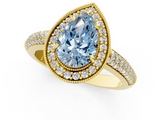 Yellow gold Fancy Blue Pear  Cut Halo Diamond Pave Band with Four-Prong Setting_38
