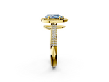 Yellow gold Fancy Blue Pear  Cut Halo Diamond Pave Band with Four-Prong Setting_39