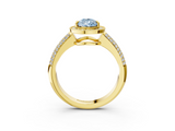 Yellow gold Fancy Blue Pear  Cut Halo Diamond Pave Band with Four-Prong Setting_40