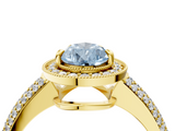 Yellow gold Fancy Blue Pear  Cut Halo Diamond Pave Band with Four-Prong Setting_41