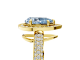 Yellow gold Fancy Blue Pear  Cut Halo Diamond Pave Band with Four-Prong Setting_42
