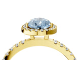 Yellow gold Fancy Blue Pear Cut Halo Diamond Pave Band with Prong Setting_4
