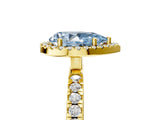 Yellow gold Fancy Blue Pear Cut Halo Diamond Pave Band with Prong Setting_5