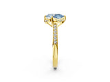 Yellow gold Fancy Blue Pear  Cut Halo Diamond Ring with Channel Set Band and Four-Prong Setting_34