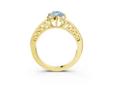 Yellow gold Fancy Blue Pear  Cut Halo Diamond Ring with Channel Set Band and Four-Prong Setting_35