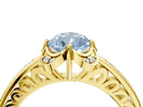 Yellow gold Fancy Blue Pear  Cut Halo Diamond Ring with Channel Set Band and Four-Prong Setting_36