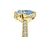 Yellow gold Fancy Blue Pear  Cut Halo Diamond Ring with Channel Set Band and Four-Prong Setting_37