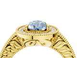 Yellow gold Fancy Blue Pear  Cut Halo Diamond Ring with Pavé Band and Four-Prong Setting_73