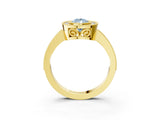 Yellow gold Fancy Blue Pear  Cut Halo Diamond Ring with Pavé Band and Milgrain Prong Setting_58