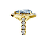 Yellow gold Fancy Blue Pear Cut Halo Diamond Ring with Pavé Band and Three-Prong Setting_5