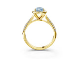 Yellow gold Fancy Blue Pear Cut Halo Diamond Ring with Pavé Band_3