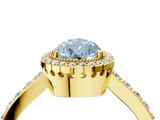 Yellow gold Fancy Blue Pear  Cut Halo Diamond Ring with Pave Band and Four-Prong Setting_28