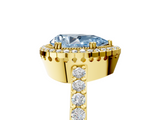 Yellow gold Fancy Blue Pear  Cut Halo Diamond Ring with Pave Band and Four-Prong Setting_29