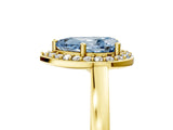 Yellow gold Fancy Blue Pear Cut Halo Diamond Ring with Solitaire Band and Prong Setting_5