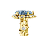 Yellow gold Fancy Blue Pear Cut Halo Diamond Solitaire with Filigree Band and Four-Prong Setting_5