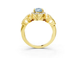 Yellow gold Fancy Blue Pear Cut Halo Diamond Split Shank Engagement Ring with Four-Prong Setting_3