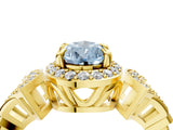Yellow gold Fancy Blue Pear Cut Halo Diamond Split Shank Engagement Ring with Four-Prong Setting_4
