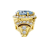 Yellow gold Fancy Blue Pear Cut Halo Diamond Split Shank Engagement Ring with Four-Prong Setting_5
