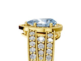 Yellow gold Fancy Blue Pear Cut Halo Diamond Split Shank Ring with Prong Setting_17