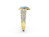 Yellow gold Fancy Blue Pear Cut Halo Pavé Diamond Engagement Ring with Split Shank and Four-Prong Setting_5