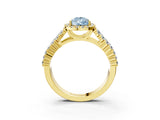 Yellow gold Fancy Blue Pear Cut Halo Pavé Diamond Engagement Ring with Split Shank and Four-Prong Setting_6