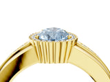 Yellow gold Fancy Blue Pear  Cut Halo Pave Band Four-Prong Ring_53