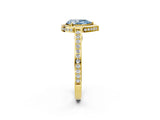 Yellow gold Fancy Blue Pear  Cut Halo Pave Split Shank Prong Setting Ring_33