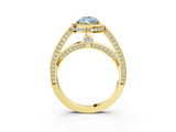 Yellow gold Fancy Blue Pear  Cut Halo Pave Split Shank Prong Setting Ring_34