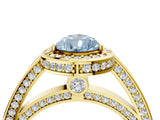 Yellow gold Fancy Blue Pear  Cut Halo Pave Split Shank Prong Setting Ring_35