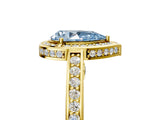 Yellow gold Fancy Blue Pear  Cut Halo Pave Split Shank Prong Setting Ring_36