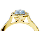 Yellow gold Fancy Blue Pear Cut Halo Round Diamond Pavé Band with Four-Prong Setting_7