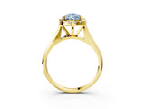 Yellow gold Fancy Blue Pear  Cut Halo Solitaire Engagement Ring with Square Band and Four-Prong Setting_117