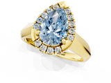 Yellow gold Fancy Blue Pear  Cut Halo Solitaire Engagement Ring with Square Band and Four-Prong Setting_67