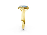 Yellow gold Fancy Blue Pear  Cut Halo Solitaire Engagement Ring with Square Band and Four-Prong Setting_68