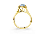Yellow gold Fancy Blue Pear  Cut Halo Solitaire Engagement Ring with Square Band and Four-Prong Setting_69