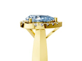 Yellow gold Fancy Blue Pear  Cut Halo Solitaire Engagement Ring with Square Band and Four-Prong Setting_71