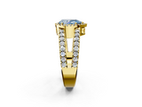 Yellow gold Fancy Blue Pear  Cut Halo Split Shank Diamond Ring with Four-Prong Setting_46