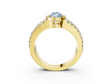 Yellow gold Fancy Blue Pear  Cut Halo Split Shank Diamond Ring with Four-Prong Setting_47