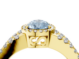 Yellow gold Fancy Blue Pear  Cut Halo Split Shank Diamond Ring with Four-Prong Setting_48