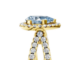 Yellow gold Fancy Blue Pear  Cut Halo Split Shank Pave Set Ring_66