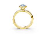 Yellow gold Fancy Blue Pear  Cut Halo Split Shank Prong Setting Ring_15