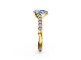 Yellow gold Fancy Blue Pear  Cut Pavé Band Solitaire Ring with Four-Prong Setting_41