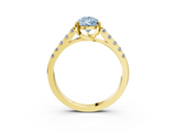 Yellow gold Fancy Blue Pear  Cut Pavé Band Solitaire Ring with Four-Prong Setting_42